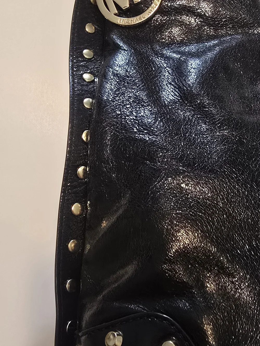 Michael Kors Black Leather Hobo with Gold Chain Tassel(26l